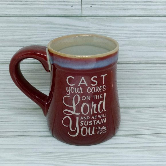 Burton + Burton Inspirational Faith "Psalm 55:22" Coffee Mug 16 oz - Picture 3 of 6